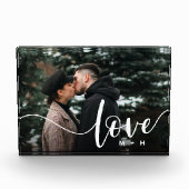 Liebe Script Overlay Paare Personalisiert Fotoblock (Vorderseite)