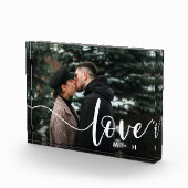 Liebe Script Overlay Paare Personalisiert Fotoblock (Rechts)