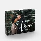 Liebe Script Overlay Paare Personalisiert Fotoblock (Links)