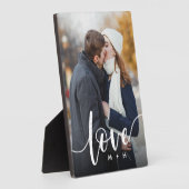 Liebe Script Overlay Paare Personalisiertes Foto Fotoplatte (Seite)