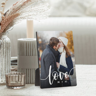 Liebe Script Overlay Paare Personalisiertes Foto Fotoplatte