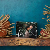 Liebe Script Overlay Paare Personalisiertes Foto Fotoplatte (Seite)