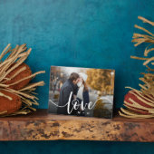 Liebe Script Overlay Paare Personalisiertes Foto Fotoplatte (Seite)