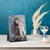 Liebe Script Overlay Personalisierte Paare Foto Fotoplatte (Seite)