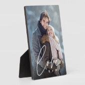 Liebe Script Overlay Personalisierte Paare Foto Fotoplatte (Seite)