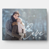 Liebe Script Overlay Personalisierte Paare Foto Fotoplatte (Vorderseite)