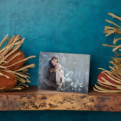 Liebe Script Overlay Personalisierte Paare Foto Fotoplatte (Seite)