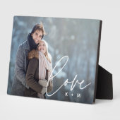 Liebe Script Overlay Personalisierte Paare Foto Fotoplatte (Seite)