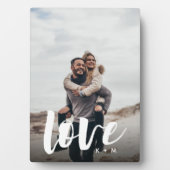 Liebe Script Overlay Personalisierte Paare Foto Fotoplatte (Vorderseite)
