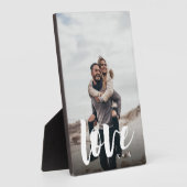 Liebe Script Overlay Personalisierte Paare Foto Fotoplatte (Seite)