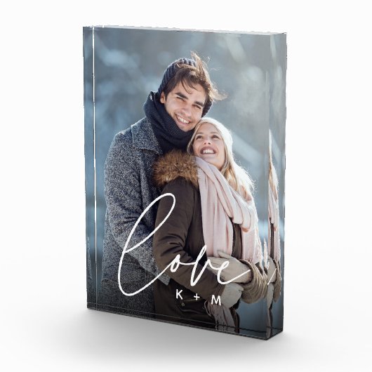 Liebe Script Overlay Personalisierte Paare Fotoblock (Rechts)