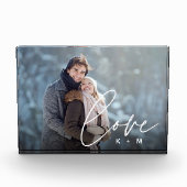Liebe Script Overlay Personalisierte Paare Fotoblock (Vorderseite)