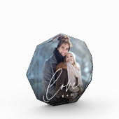 Liebe Script Overlay Personalisierte Paare Fotoblock (Links)