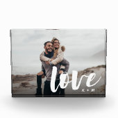 Liebe Script Overlay Personalisierte Paare Fotoblock (Vorderseite)