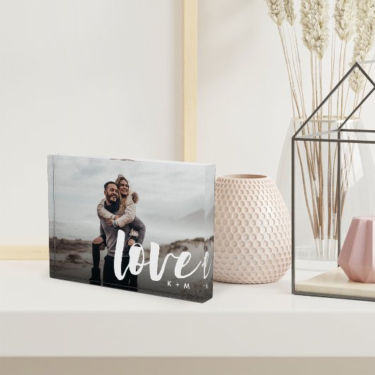 Liebe Script Overlay Personalisierte Paare Fotoblock