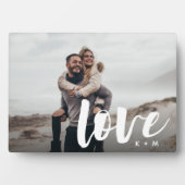 Liebe Script Overlay Personalisierte Paare Fotoplatte (Vorderseite)