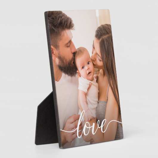 Liebe Script Personalisiert Family Foto Fotoplatte (Seite)