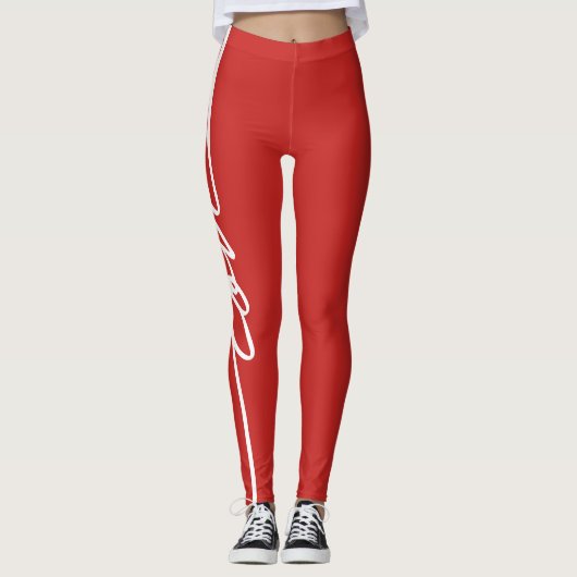 Liebe Script Red Valentine's Day Leggings (Vorderseite)