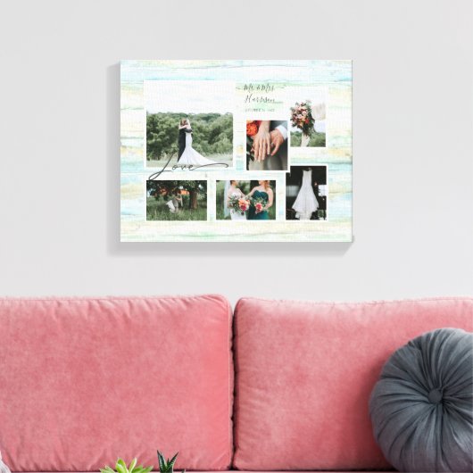 Liebe Script Rustic Beach Wedding Collage 6 Foto Leinwanddruck (Insitu (Wohnzimmer))