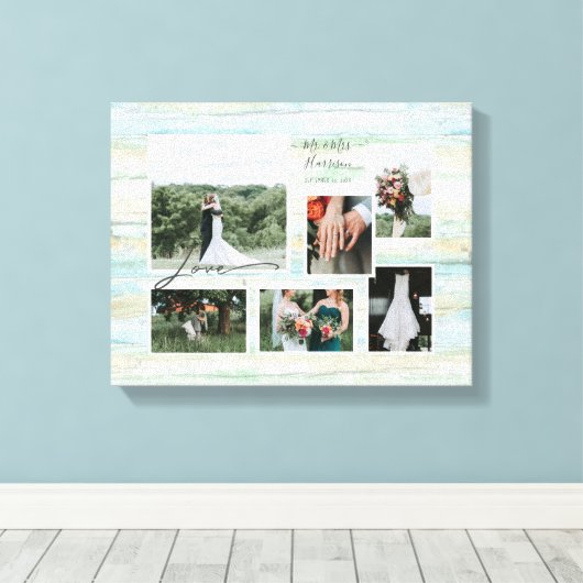 Liebe Script Rustic Beach Wedding Collage 6 Foto Leinwanddruck (Insitu (Holzboden))