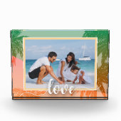 LIEBE Script Tropical Palm Trees Fotoblock (Vorderseite)
