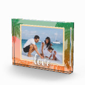 LIEBE Script Tropical Palm Trees Fotoblock (Rechts)