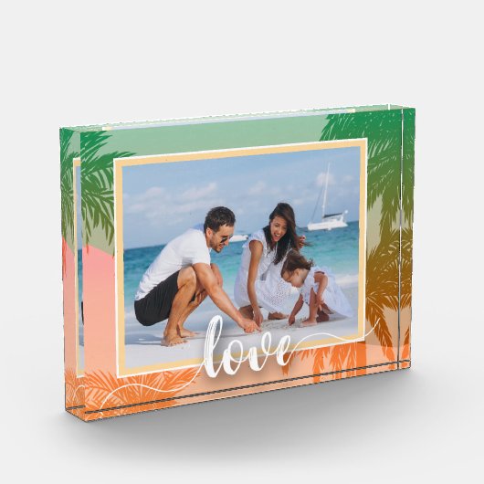 LIEBE Script Tropical Palm Trees Fotoblock (Links)