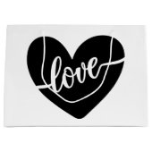 Liebe Script Typografie Black Heart Valentine Große Geschenktüte (Vorderseite)