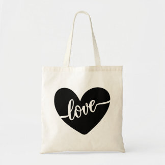 Liebe Script Typografie Black Heart Valentine Tragetasche