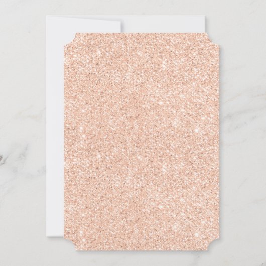 Liebe Script Typografie Rose Gold Glitzer Herz Einladung (Rückseite)