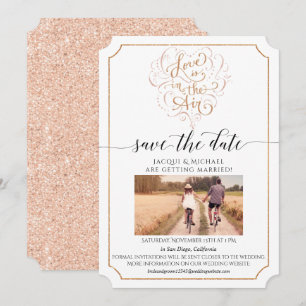 Liebe Script Typografie Rose Gold Glitzer Herz Einladung