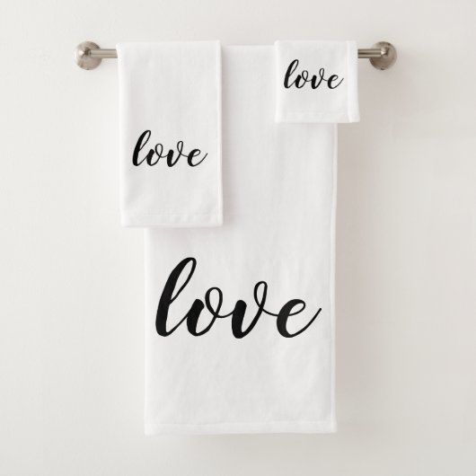 Liebe Script Valentine Wedding Bath Handtuch Set (Insitu)