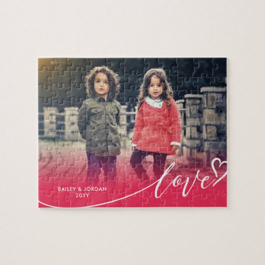 Liebe Script Valentinstag Foto Puzzle (Horizontal)