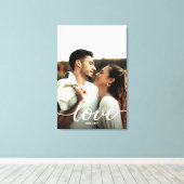 Liebe Script Verlobung Foto mit Namen Portrait Leinwanddruck (Insitu (Holzboden))