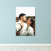 Liebe Script Verlobung Foto mit Namen Portrait Leinwanddruck (Insitu (Holzboden))