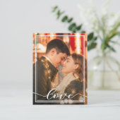 LIEBE Script Wedding Foto Save the Date Ankündigungspostkarte (Stehend Vorderseite)