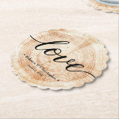 Liebe Script Wood Slice Rustikale Hochzeit Custom Untersetzer (angewinkelt)