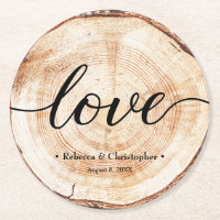 Liebe Script Wood Slice Rustikale Hochzeit
