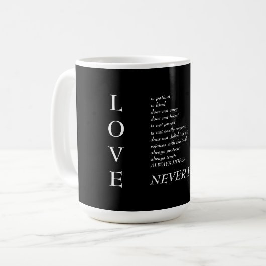 Liebe Scripting Definition Typografie Schwarz Kaffeetasse (Vorderseite Links)