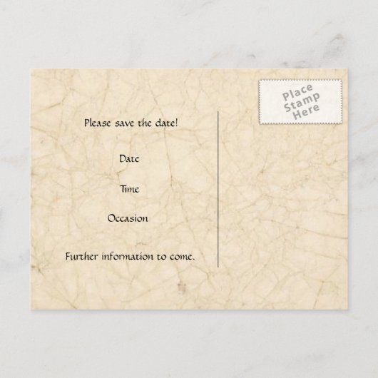 Liebe Scripting Save the Date Ankündigungspostkarte (Rückseite)