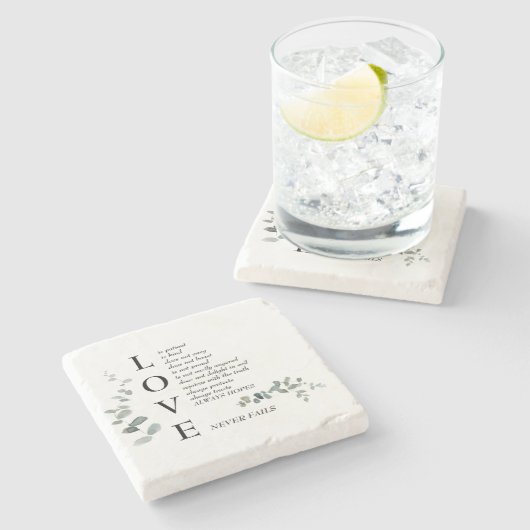 Liebe Scripture Definition Foliage Steinuntersetzer (Seitenansicht)