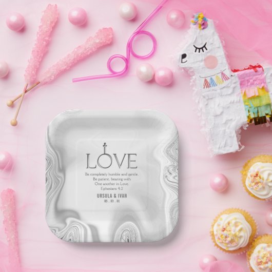 Liebe Scripture Verse Ephesians 4:2 Hochzeit Pappteller (Party)