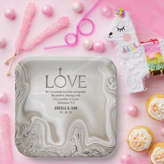 Liebe Scripture Verse Ephesians 4:2 Hochzeit Pappteller (Party)