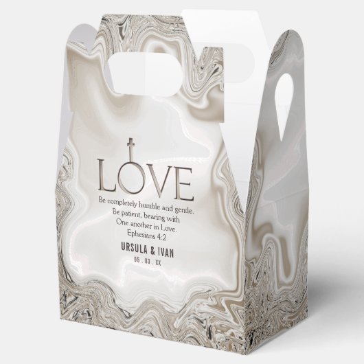 Liebe Scripture Verse Ephesians 4:2 Hochzeitband Geschenkschachtel (Geöffnet)