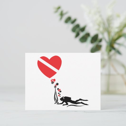 Liebe SCUBA Postkarte (Stehend Vorderseite)