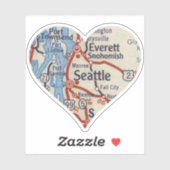 Liebe Seattle Vintag Map Aufkleber (Blatt)