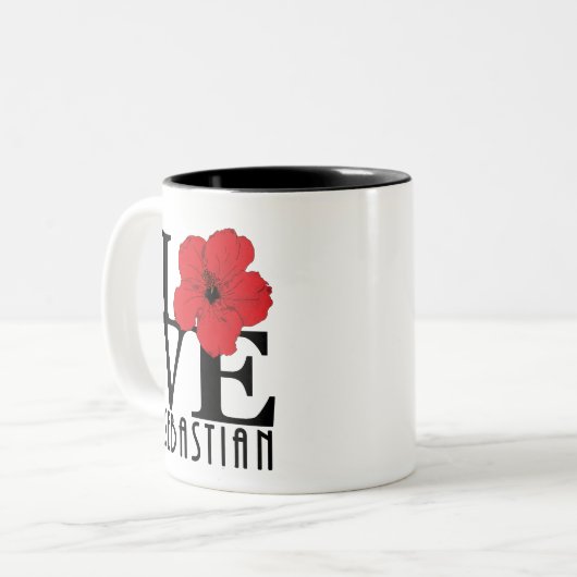 LIEBE Sebastian 11oz Roter Hibiskus Zweifarbige Tasse (Vorderseite Links)