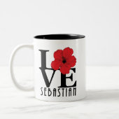 LIEBE Sebastian 11oz Roter Hibiskus Zweifarbige Tasse (Links)