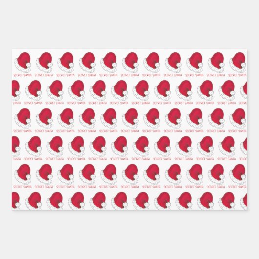 Liebe Secret Santa Claus Hat Weihnachtsgeschenk Geschenkpapier Set (Vorderseite 3)