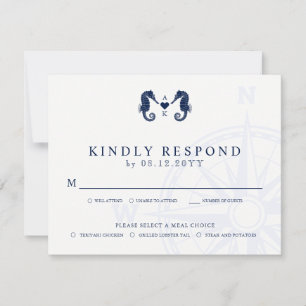 Liebe   Seepferd Thema Hochzeit RSVP Mahlzeiten Karte